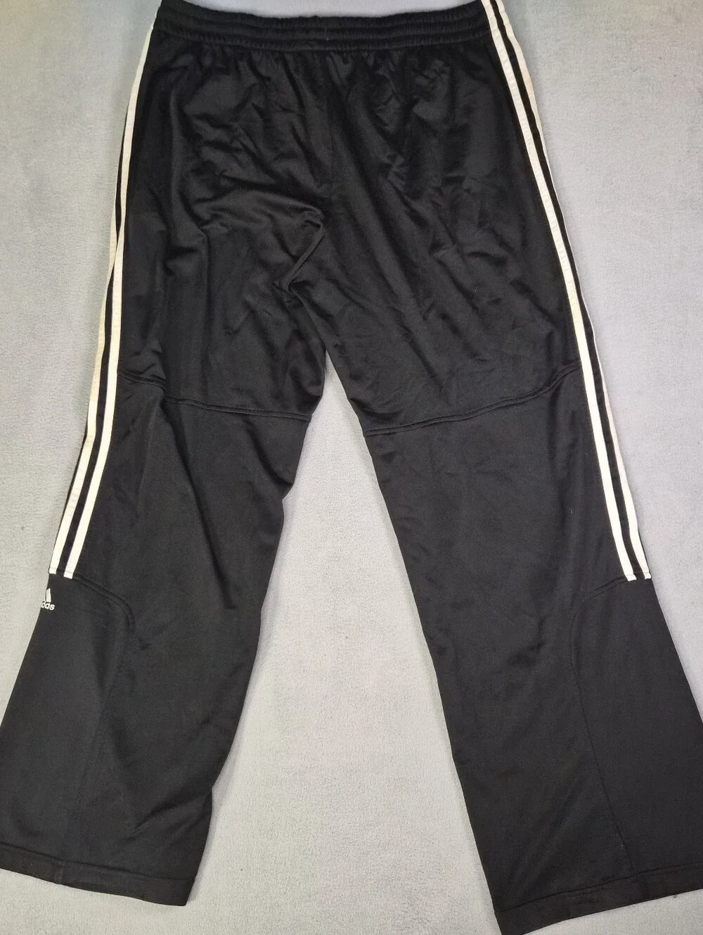 Adidas black baggy straight leg track pants with white stripes Size mens XL